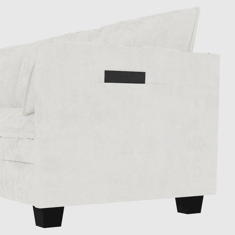 U-Shaped Sectional Sofa with Chaise Lounges and Armrest Storage Pocket Gray