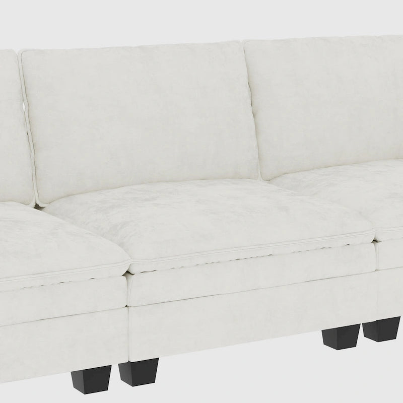 U-Shaped Sectional Sofa with Chaise Lounges and Armrest Storage Pocket Gray