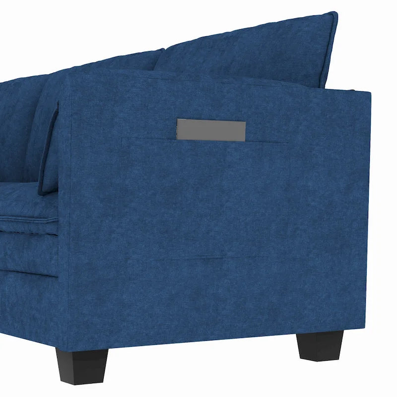 U-Shaped Sectional Sofa with Chaise Lounges and Armrest Storage Pocket Gray