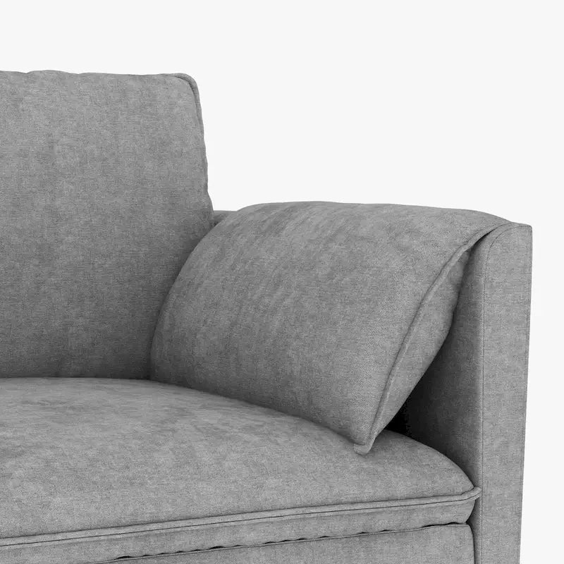 U-Shaped Sectional Sofa with Chaise Lounges and Armrest Storage Pocket Gray