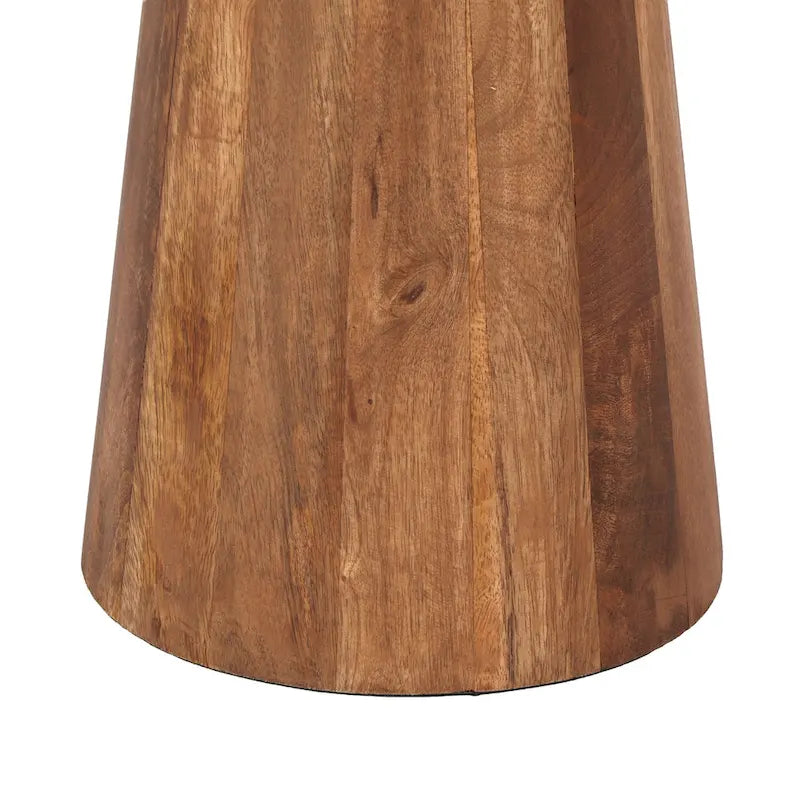 Round Mango Wood Pedestal End Table Gold Natural Accent