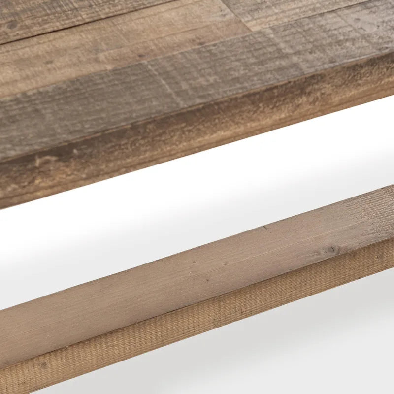 Aged Pine Reclaimed Wood Rustic Farmhouse Dining Bench Pedestal Base