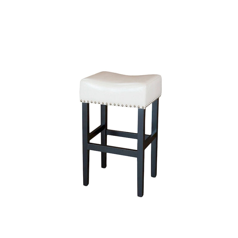30-Inch Backless Bonded Leather Bar Stool with Nailhead Trim Black