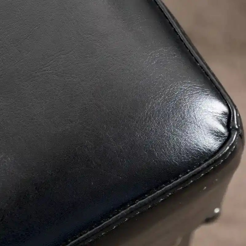 30-Inch Backless Bonded Leather Bar Stool with Nailhead Trim Black