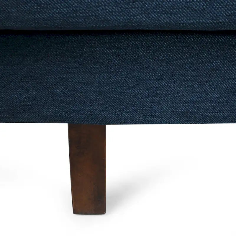 Mid-Century Modern Upholstered Sofa with Tufted Back and Accent Pillows, Navy Blue