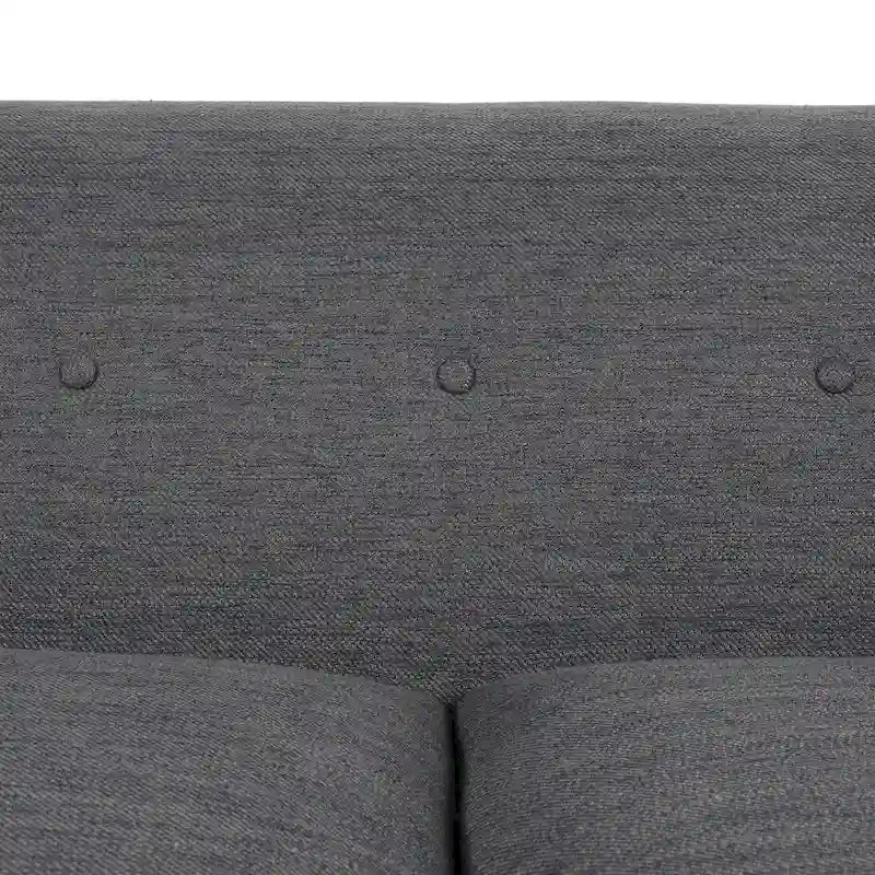 Mid-Century Modern Upholstered Sofa with Tufted Back and Accent Pillows, Navy Blue