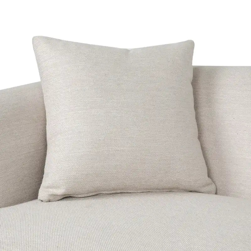 Mid-Century Modern Upholstered Sofa with Tufted Back and Accent Pillows, Navy Blue