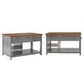 Two-Tone Oak Top Antique Finish Extendable Kitchen Island Three Drawers