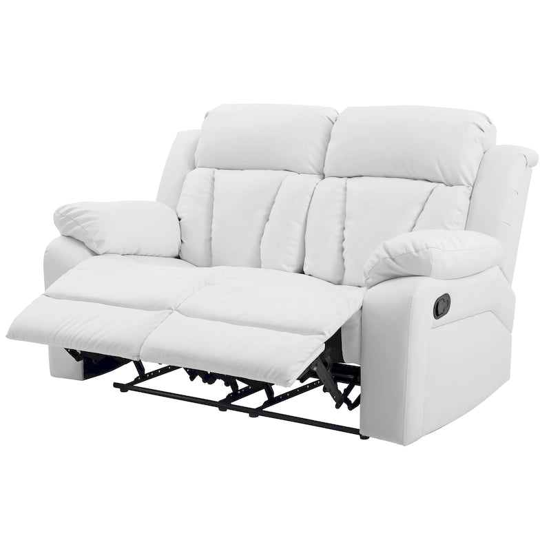 Faux Leather Reclining Loveseat with Channel Tufted Back White Black Brown