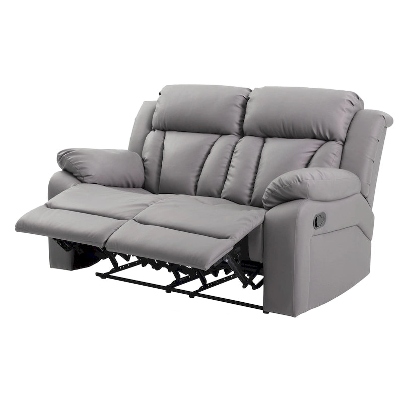 Faux Leather Reclining Loveseat with Channel Tufted Back White Black Brown