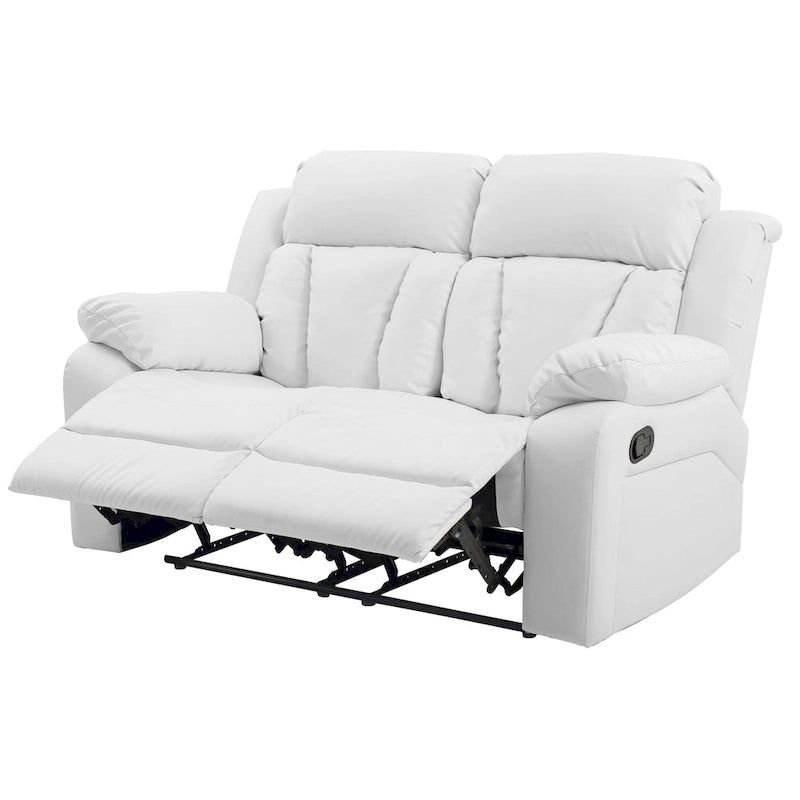 Faux Leather Reclining Loveseat with Channel Tufted Back White Black Brown