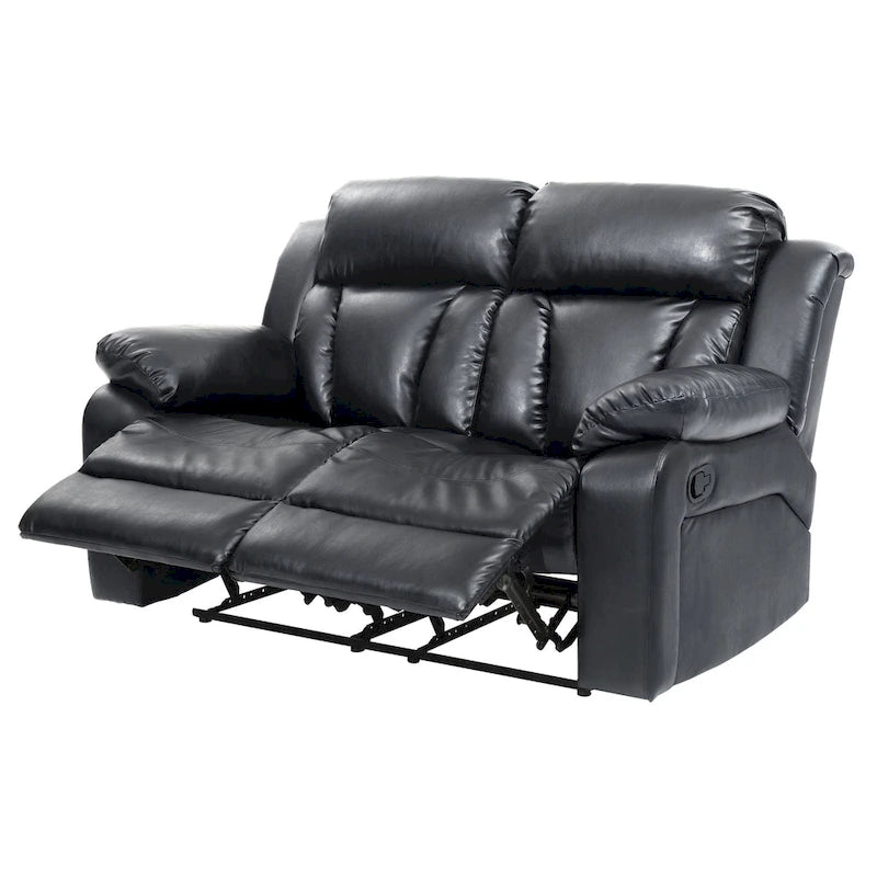 Faux Leather Reclining Loveseat with Channel Tufted Back White Black Brown