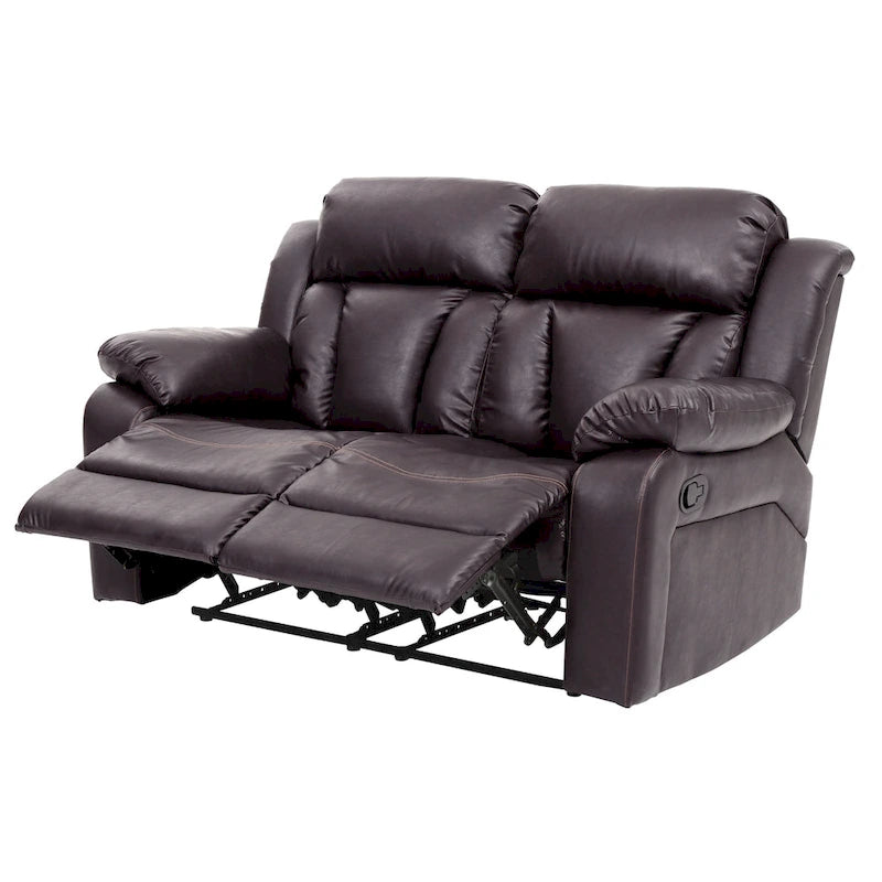 Faux Leather Reclining Loveseat with Channel Tufted Back White Black Brown