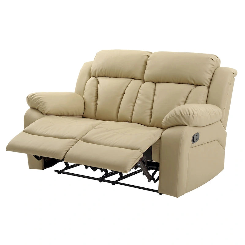 Faux Leather Reclining Loveseat with Channel Tufted Back White Black Brown