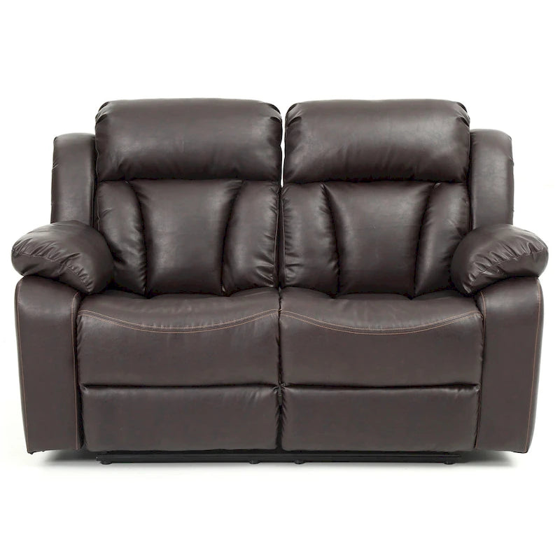 Faux Leather Reclining Loveseat with Channel Tufted Back White Black Brown