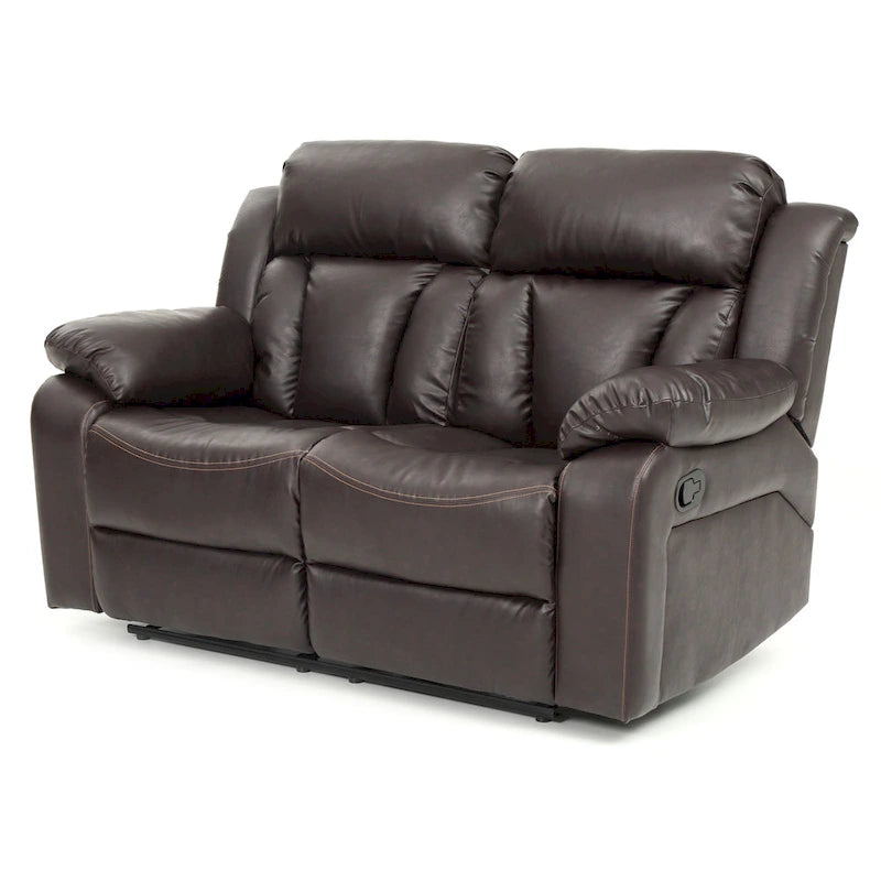 Faux Leather Reclining Loveseat with Channel Tufted Back White Black Brown