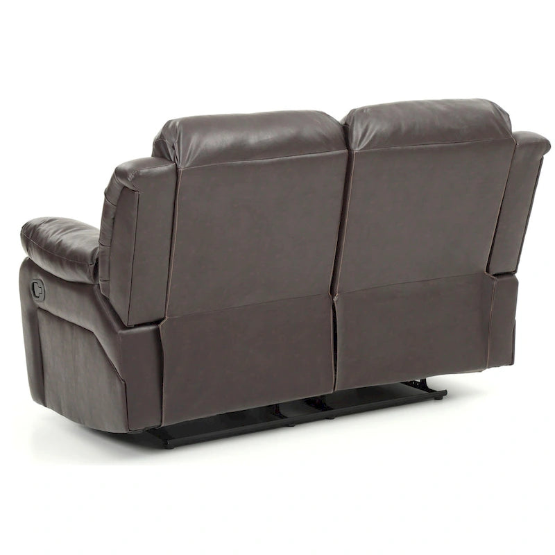 Faux Leather Reclining Loveseat with Channel Tufted Back White Black Brown