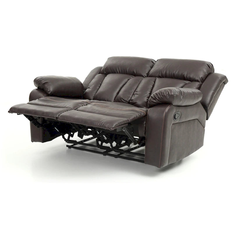 Faux Leather Reclining Loveseat with Channel Tufted Back White Black Brown