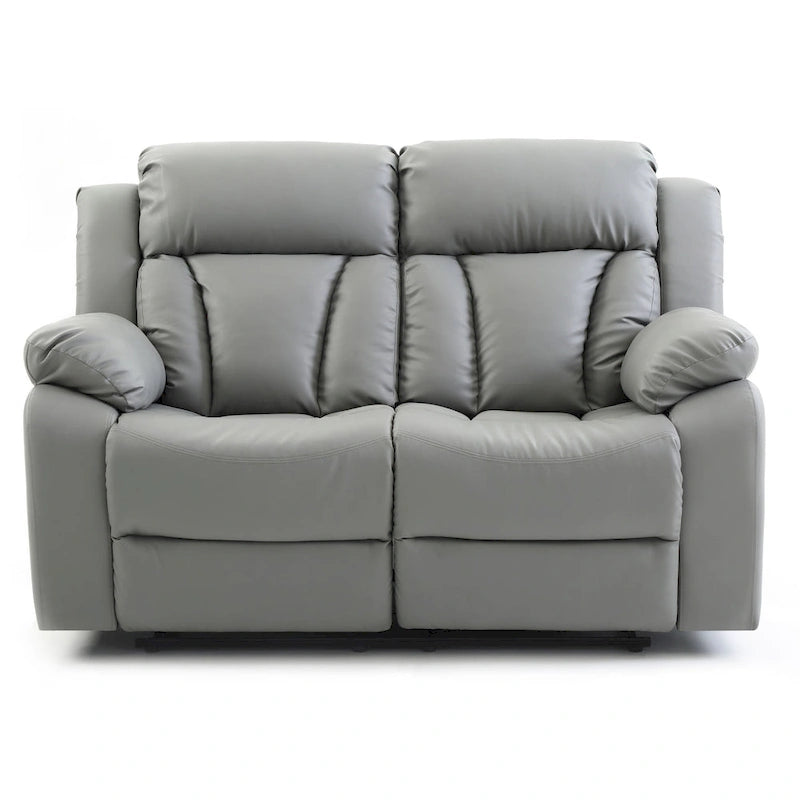 Faux Leather Reclining Loveseat with Channel Tufted Back White Black Brown