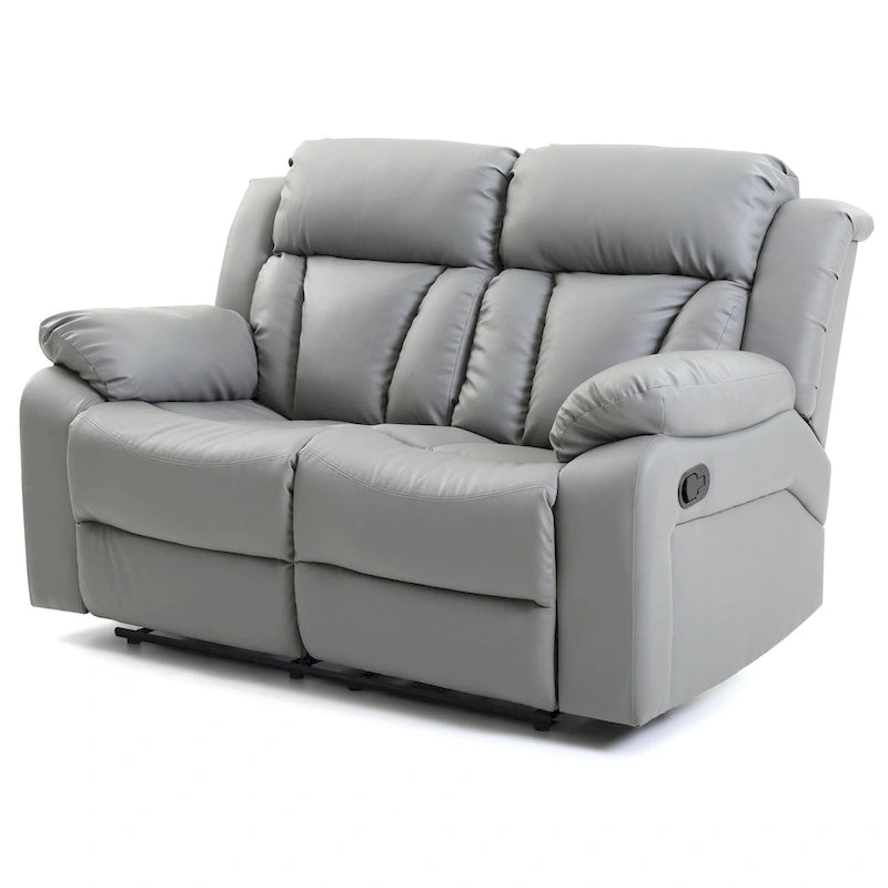 Faux Leather Reclining Loveseat with Channel Tufted Back White Black Brown