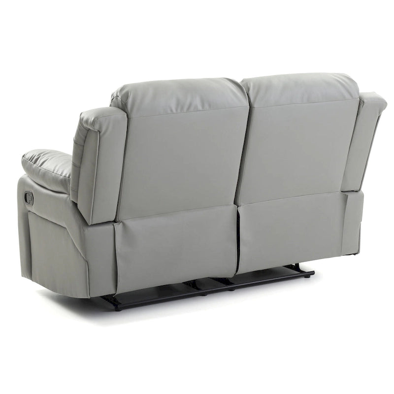 Faux Leather Reclining Loveseat with Channel Tufted Back White Black Brown