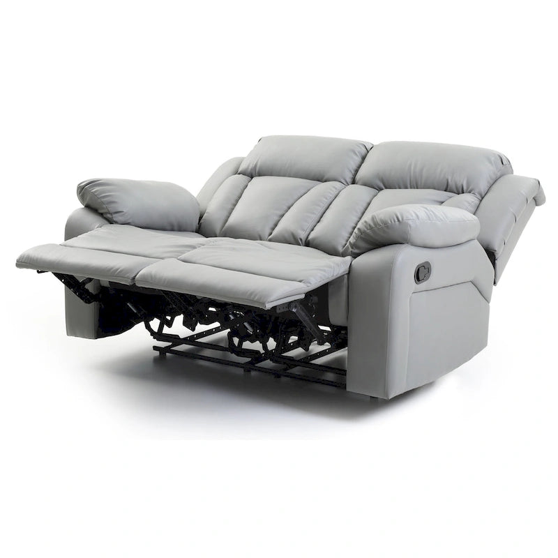 Faux Leather Reclining Loveseat with Channel Tufted Back White Black Brown