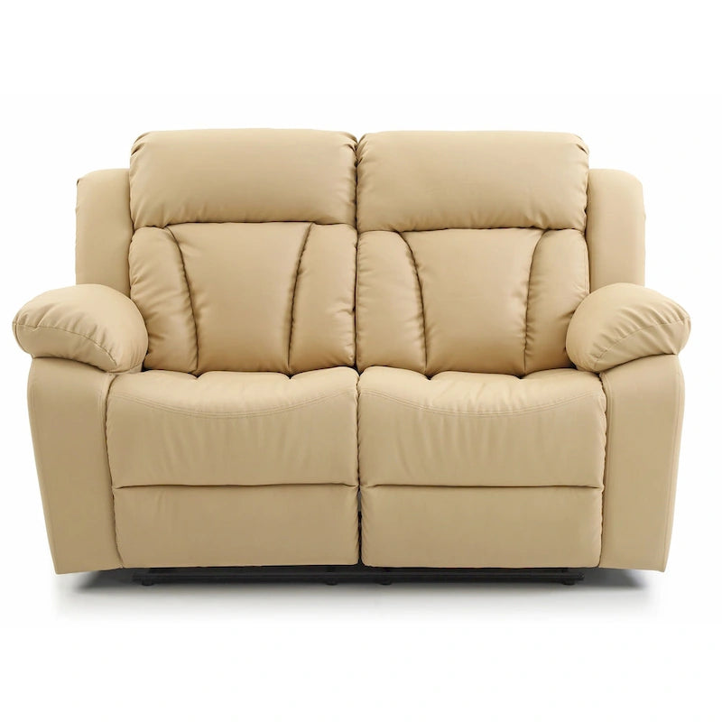 Faux Leather Reclining Loveseat with Channel Tufted Back White Black Brown