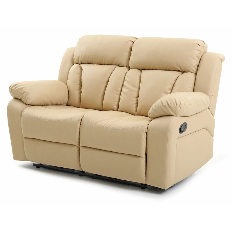 Faux Leather Reclining Loveseat with Channel Tufted Back White Black Brown