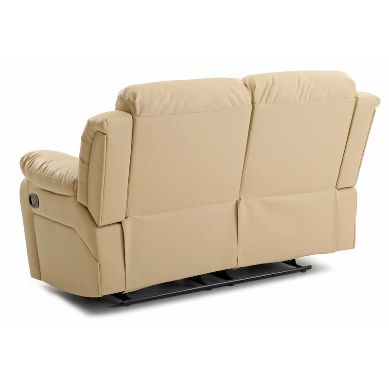 Faux Leather Reclining Loveseat with Channel Tufted Back White Black Brown