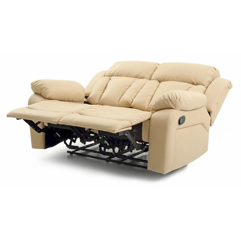 Faux Leather Reclining Loveseat with Channel Tufted Back White Black Brown