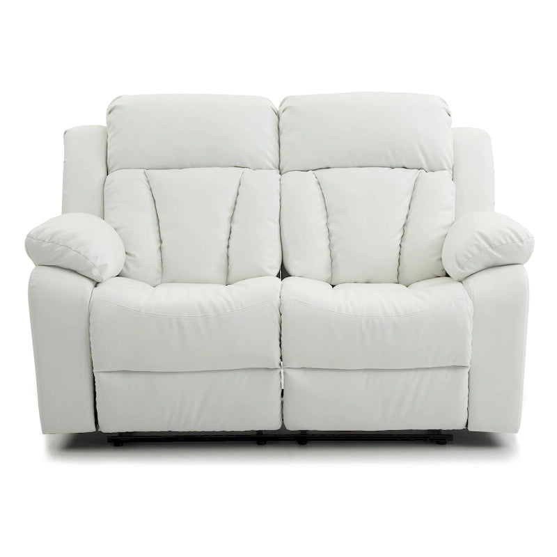 Faux Leather Reclining Loveseat with Channel Tufted Back White Black Brown