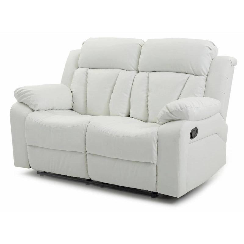 Faux Leather Reclining Loveseat with Channel Tufted Back White Black Brown