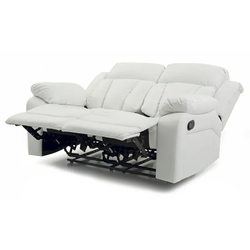 Faux Leather Reclining Loveseat with Channel Tufted Back White Black Brown