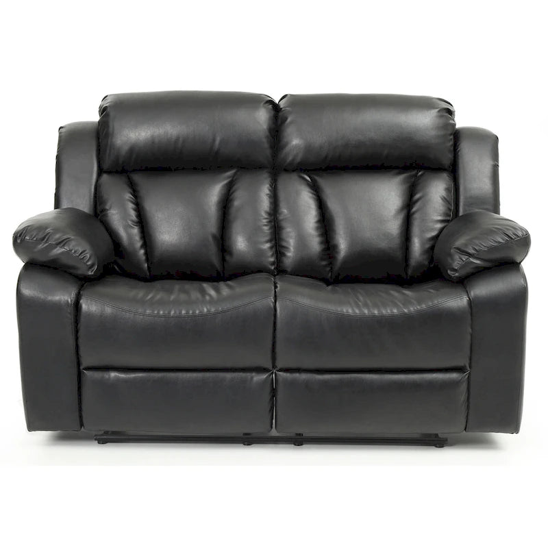 Faux Leather Reclining Loveseat with Channel Tufted Back White Black Brown