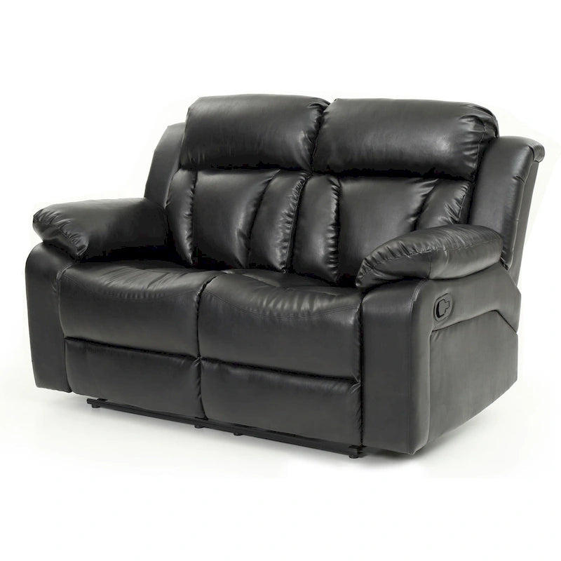 Faux Leather Reclining Loveseat with Channel Tufted Back White Black Brown