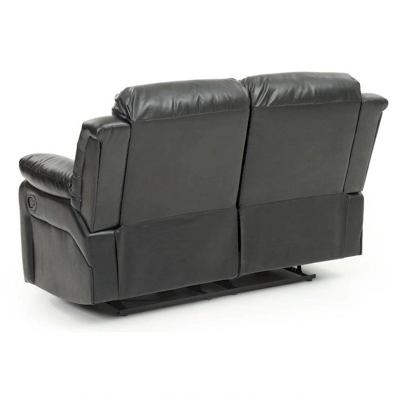 Faux Leather Reclining Loveseat with Channel Tufted Back White Black Brown
