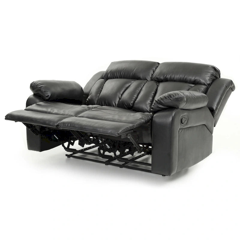 Faux Leather Reclining Loveseat with Channel Tufted Back White Black Brown