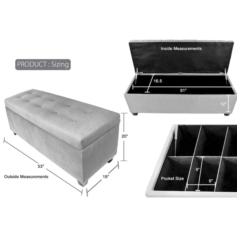 Lift Top Storage Bench Dual Compartment Shoe and Linen Organizer Brown