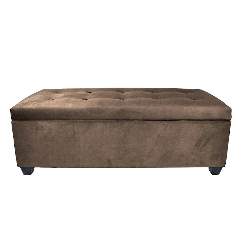 Lift Top Storage Bench Dual Compartment Shoe and Linen Organizer Brown