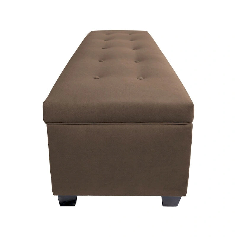 Lift Top Storage Bench Dual Compartment Shoe and Linen Organizer Brown