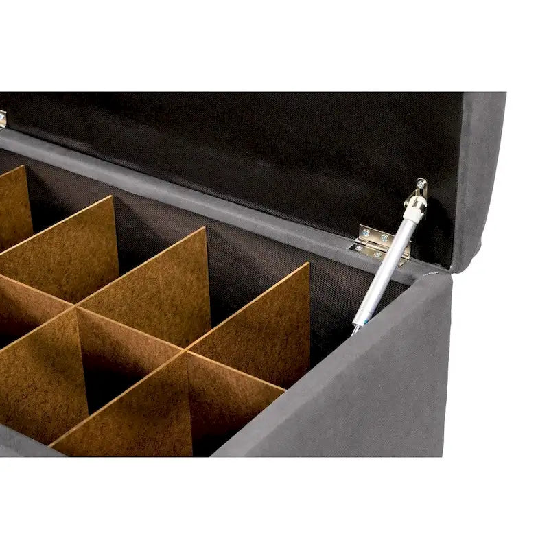 Lift Top Storage Bench Dual Compartment Shoe and Linen Organizer Brown