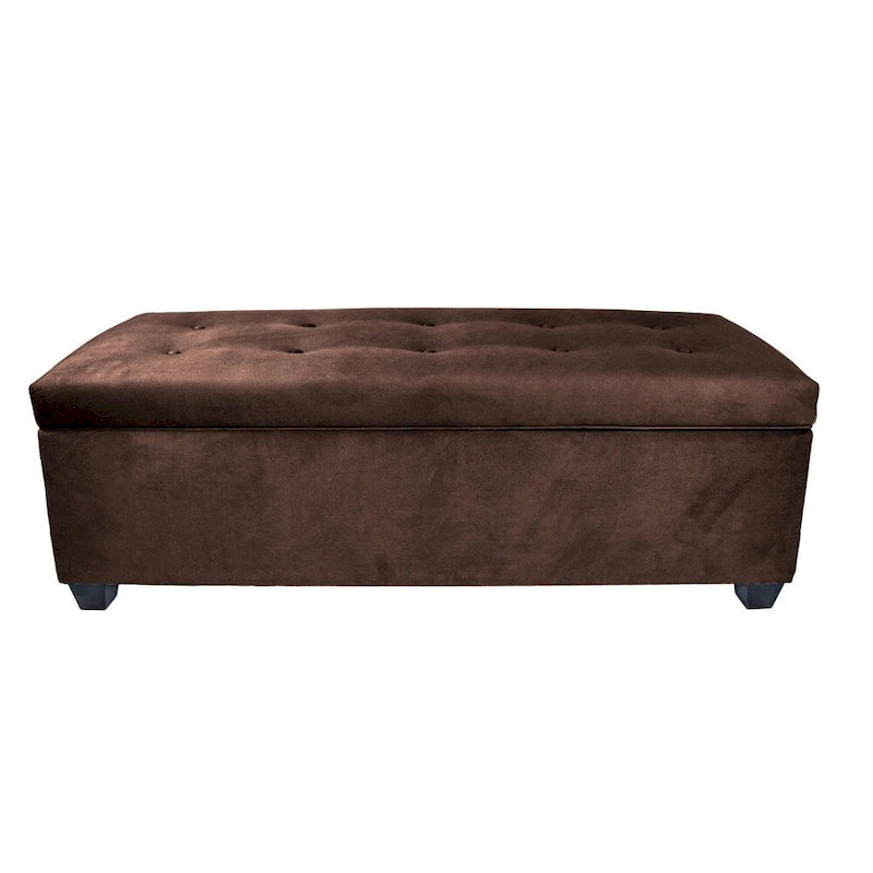 Lift Top Storage Bench Dual Compartment Shoe and Linen Organizer Brown