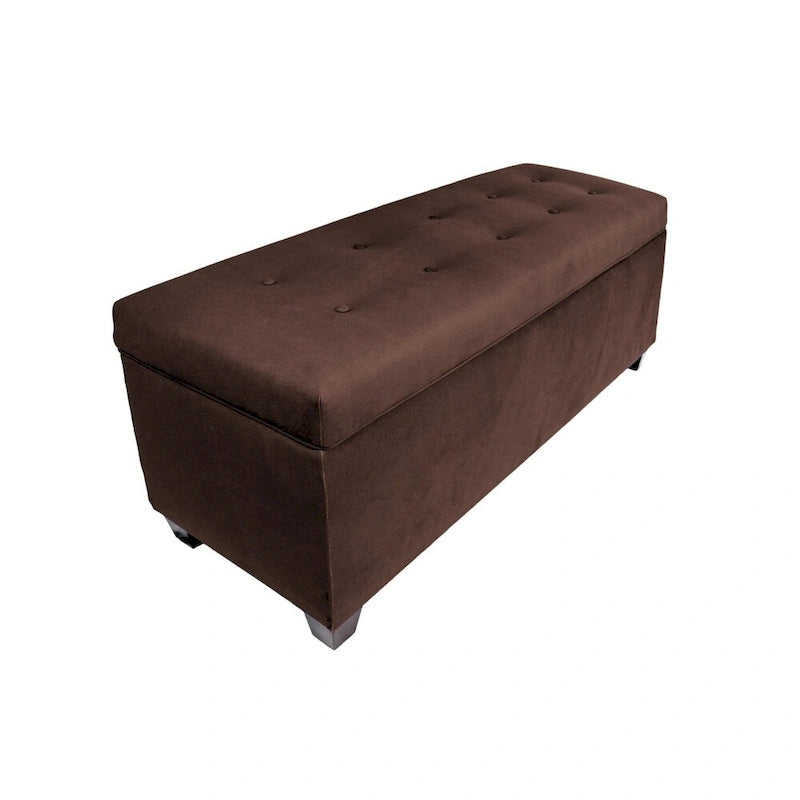 Lift Top Storage Bench Dual Compartment Shoe and Linen Organizer Brown