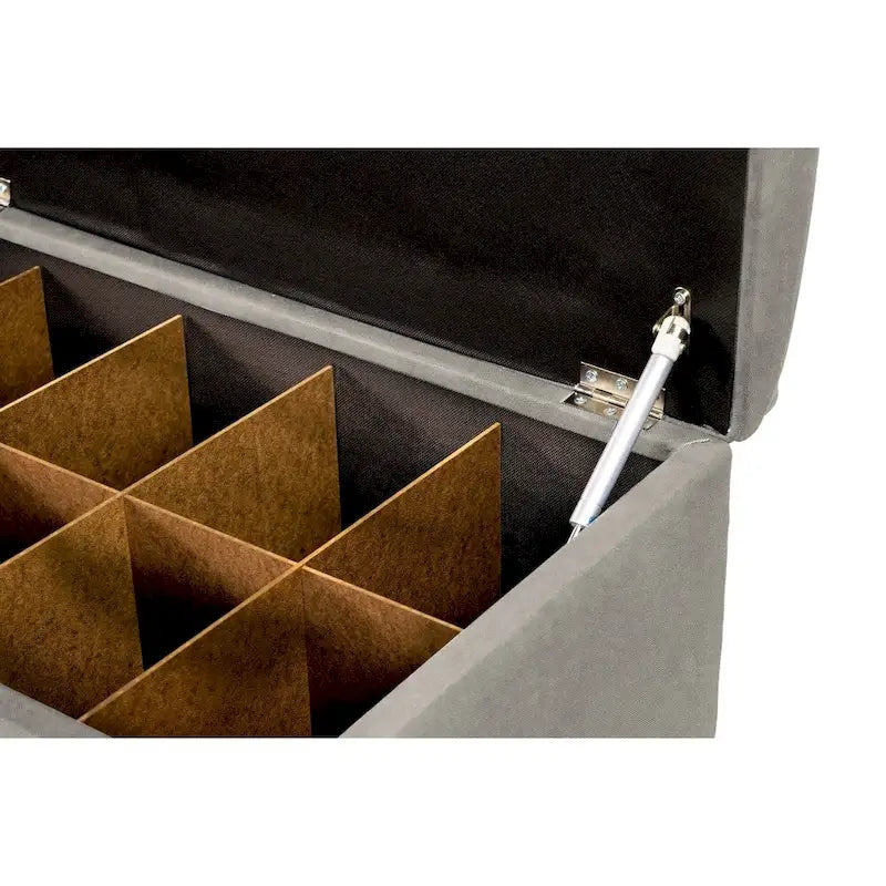 Lift Top Storage Bench Dual Compartment Shoe and Linen Organizer Brown