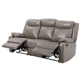 Faux Leather Double Reclining Sofa Modern Padded Arms Grey