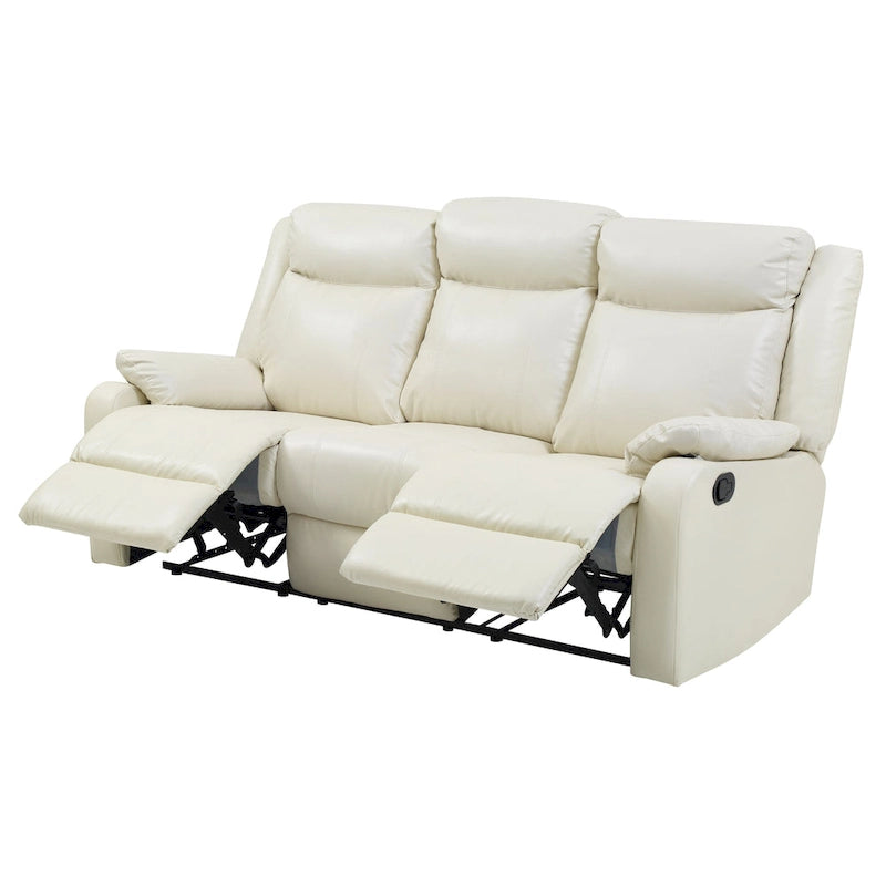 Faux Leather Double Reclining Sofa Modern Padded Arms Grey