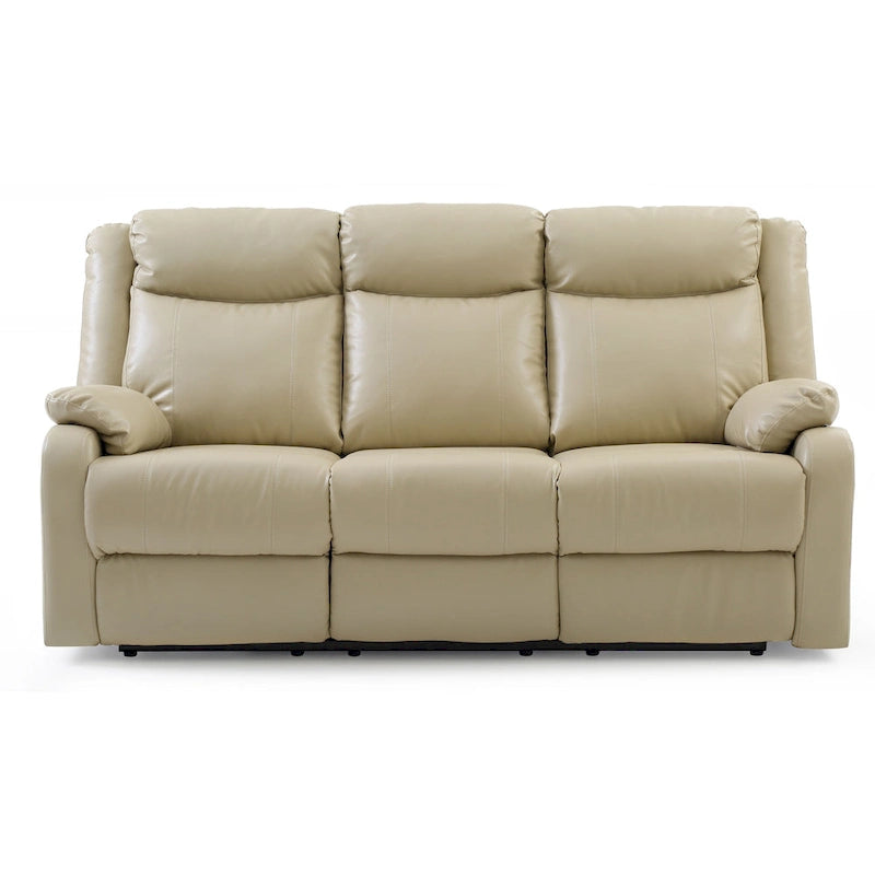 Faux Leather Double Reclining Sofa Modern Padded Arms Grey