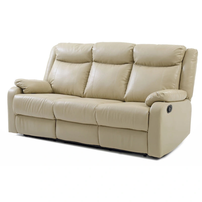 Faux Leather Double Reclining Sofa Modern Padded Arms Grey
