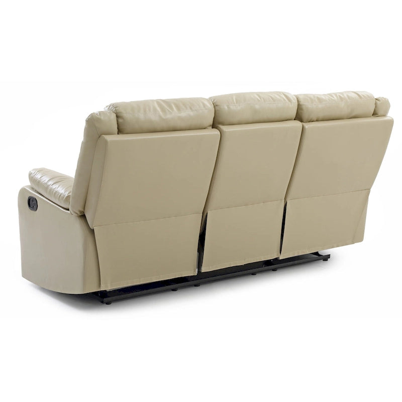 Faux Leather Double Reclining Sofa Modern Padded Arms Grey