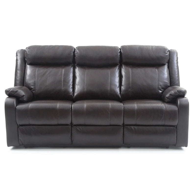 Faux Leather Double Reclining Sofa Modern Padded Arms Grey
